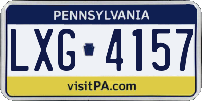 PA license plate LXG4157