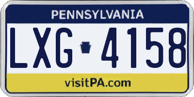 PA license plate LXG4158