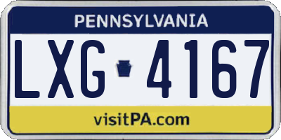 PA license plate LXG4167