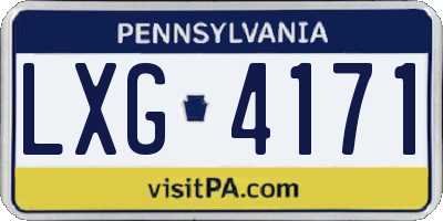 PA license plate LXG4171