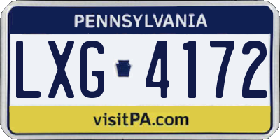 PA license plate LXG4172