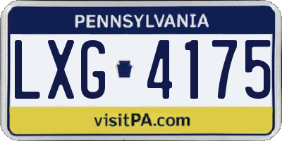 PA license plate LXG4175