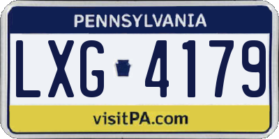 PA license plate LXG4179