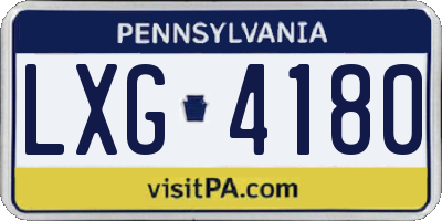 PA license plate LXG4180