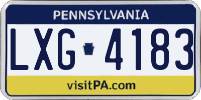 PA license plate LXG4183