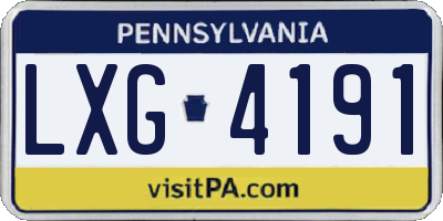 PA license plate LXG4191