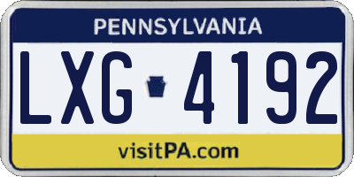 PA license plate LXG4192