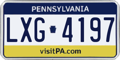 PA license plate LXG4197