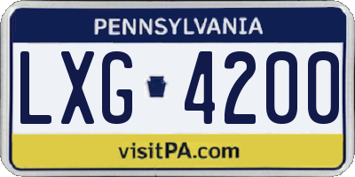 PA license plate LXG4200