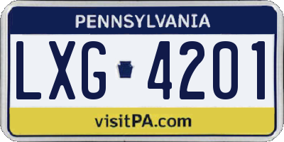 PA license plate LXG4201