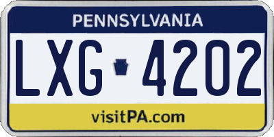 PA license plate LXG4202