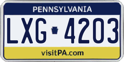 PA license plate LXG4203