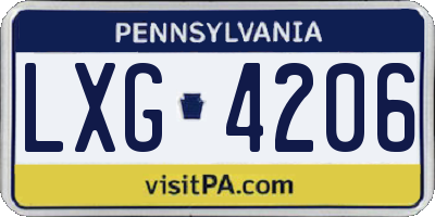 PA license plate LXG4206