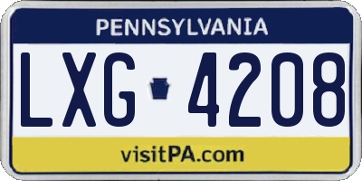 PA license plate LXG4208