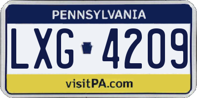 PA license plate LXG4209