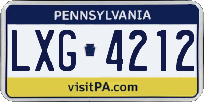 PA license plate LXG4212