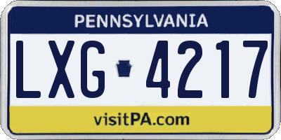 PA license plate LXG4217