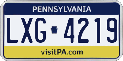 PA license plate LXG4219
