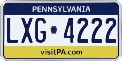 PA license plate LXG4222
