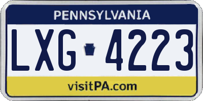 PA license plate LXG4223