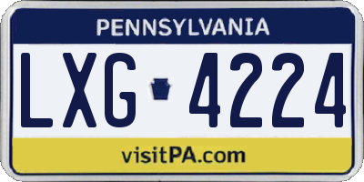 PA license plate LXG4224