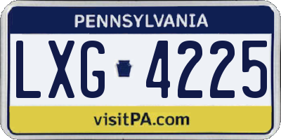 PA license plate LXG4225