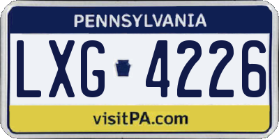 PA license plate LXG4226