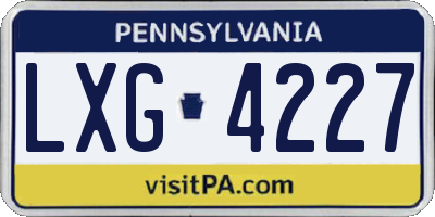 PA license plate LXG4227