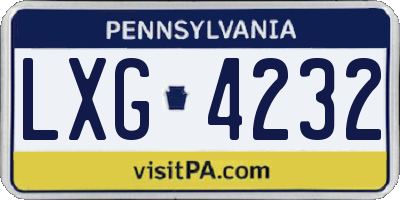 PA license plate LXG4232
