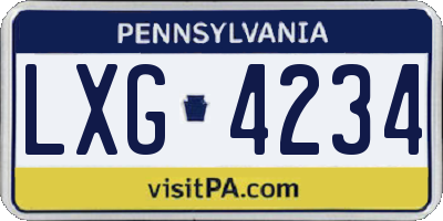 PA license plate LXG4234