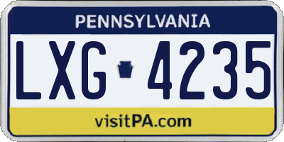PA license plate LXG4235