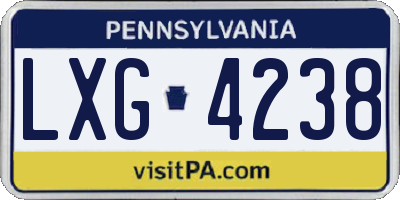 PA license plate LXG4238
