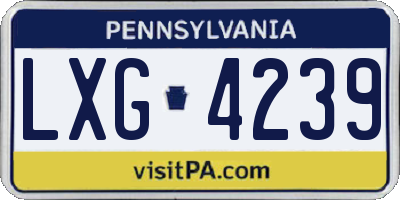 PA license plate LXG4239