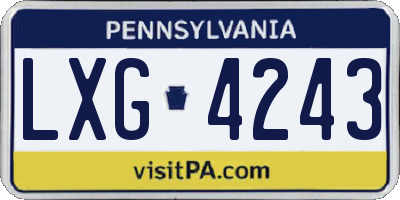 PA license plate LXG4243