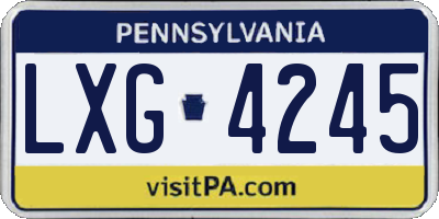 PA license plate LXG4245