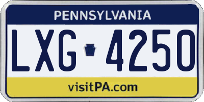 PA license plate LXG4250