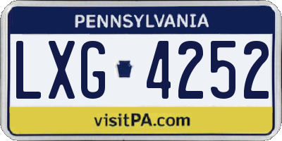 PA license plate LXG4252