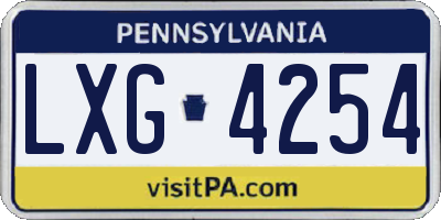 PA license plate LXG4254