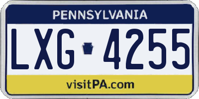 PA license plate LXG4255
