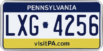 PA license plate LXG4256