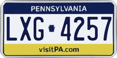 PA license plate LXG4257