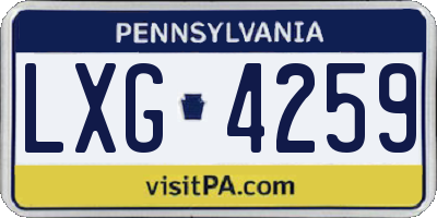 PA license plate LXG4259