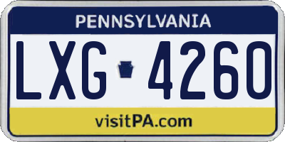 PA license plate LXG4260