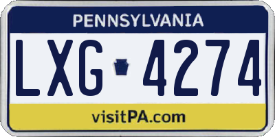 PA license plate LXG4274