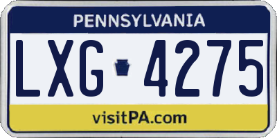 PA license plate LXG4275
