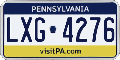PA license plate LXG4276