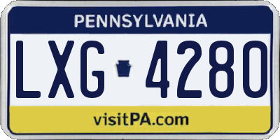 PA license plate LXG4280