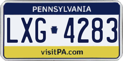 PA license plate LXG4283