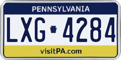 PA license plate LXG4284