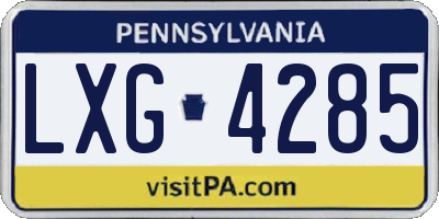 PA license plate LXG4285